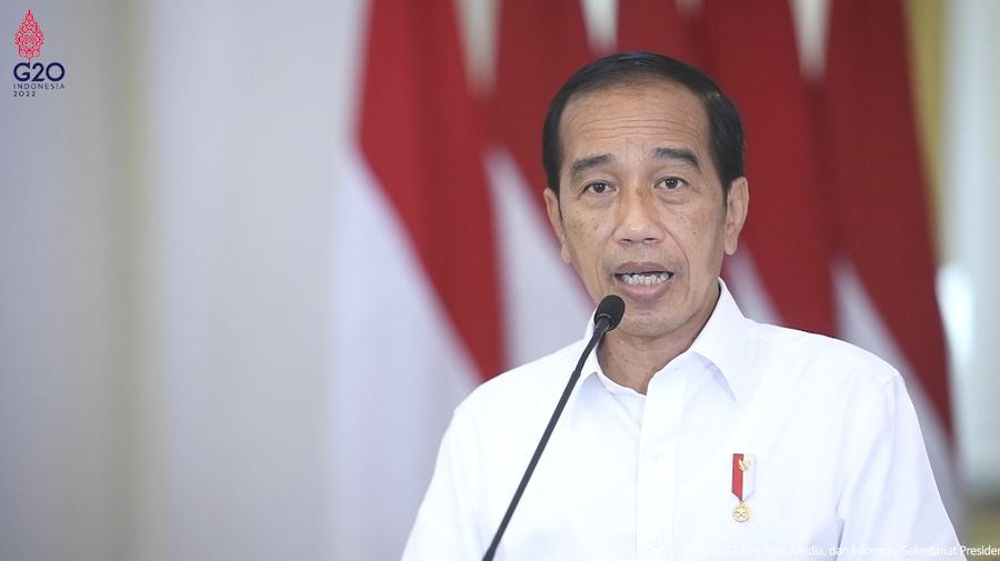 Presiden Joko Widodo (Jokowi) Memberikan Keynote speech pada ²©²ÊÍøÕ¾ Economic Outlook 2022 dari Istana Bogor, Selasa (22/3/2022). (Tangkapan Layar)