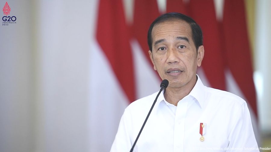 Presiden Joko Widodo (Jokowi) Memberikan Keynote speech pada CNBC Indonesia Economic Outlook 2022 dari Istana Bogor, Selasa (22/3/2022). (Tangkapan Layar)