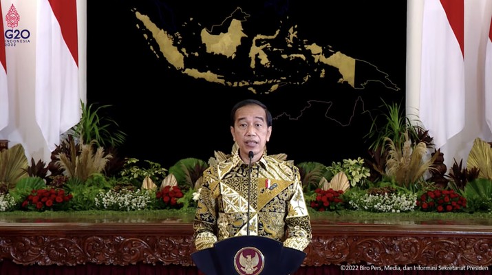 Presiden Joko Widodo (Jokowi) Saat Peresmian Pembukaan Rakornas Transformasi Digital dan Pendataan Lengkap Koperasi dan UMKM. Presiden Joko Widodo (Jokowi) Saat Peresmian Pembukaan Rakornas Transformasi Digital dan Pendataan Lengkap Koperasi dan UMKM. (Tangkapan Layar via Youtube Sekretariat Presiden)