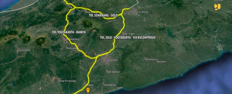 Peletakan batu pertama (Groundbreaking) Jalan Tol Yogyakarta-Bawen sepanjang 75,82 km di Sleman,  Rabu (30/3/2022). (Biro Komunikasi Publik Kementerian PUPR)