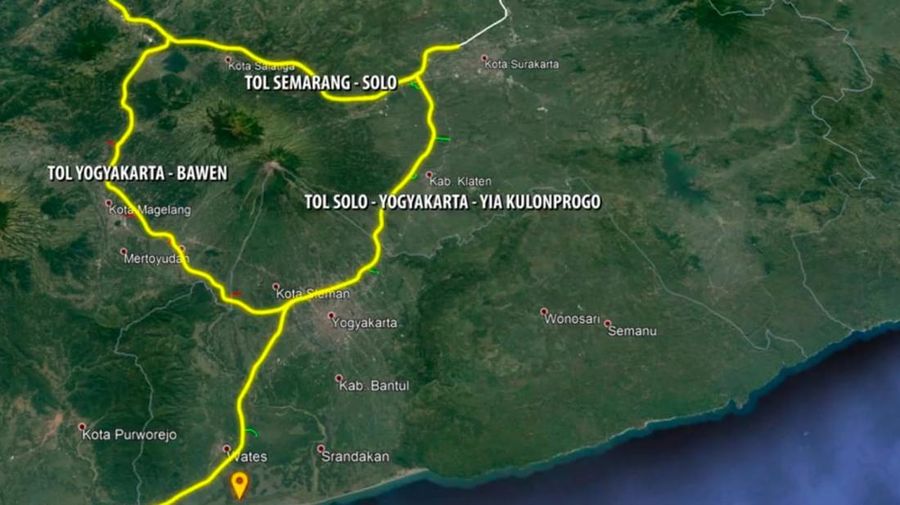 Peletakan batu pertama (Groundbreaking) Jalan Tol Yogyakarta-Bawen sepanjang 75,82 km di Sleman,  Rabu (30/3/2022). (Biro Komunikasi Publik Kementerian PUPR)