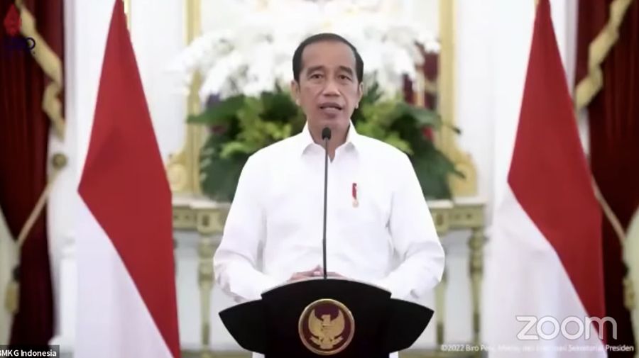 Presiden Joko Widodo (Jokowi) dalam acara Puncak peringatan HMD Ke-72. (Tangkapan Layar voia Youtube info BMKG)