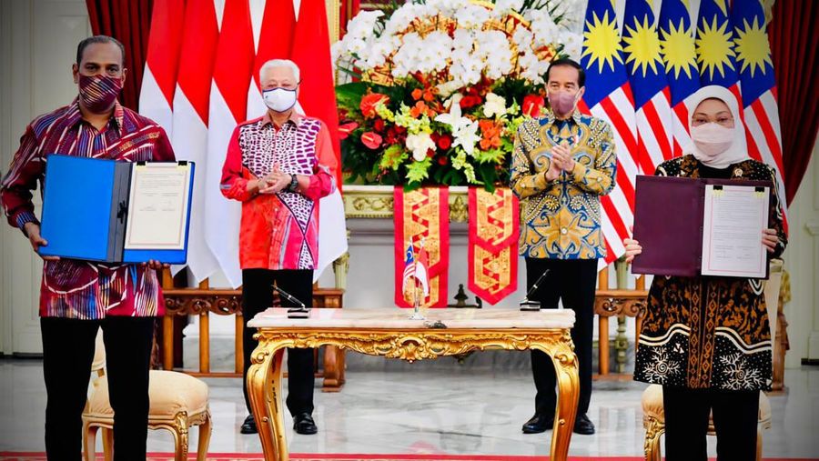 Presiden Joko Widodo menyambut kunjungan kerja Perdana Menteri (PM) Malaysia Ismail Sabri bin Yaakob di Istana Merdeka