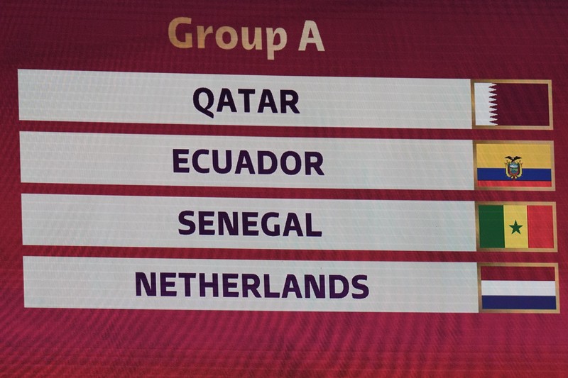 Qatar Soccer WCup Draw Emir of Qatar Sheikh Tamim bin Hamad Al Thani speaks during the 2022 soccer World Cup draw at the Doha Exhibition and Convention Center in Doha, Qatar, Friday, April 1, 2022. (AP Photo/Hussein Sayed)