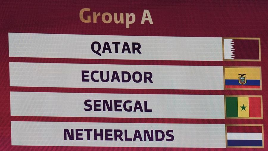 Emir of Qatar Sheikh Tamim bin Hamad Al Thani speaks during the 2022 soccer World Cup draw at the Doha Exhibition and Convention Center in Doha, Qatar, Friday, April 1, 2022. (AP Photo/Hussein Sayed)