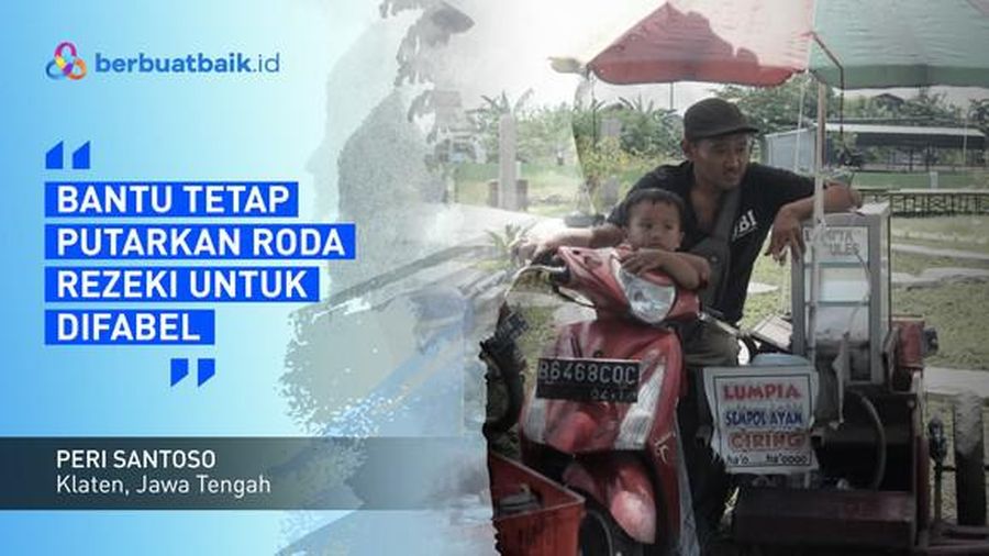 Peri Santoso (40), penjual makanan kecil lumpia duleg (sosis kecil) asal Klaten (Dok. berbuatbaik.id)