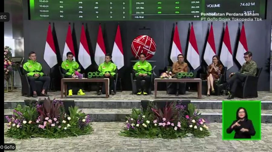 Konferensi Pers Pencatatan Perdana Saham PT GoTo Gojek Tokopedia Tbk (Tangkapan Layar)