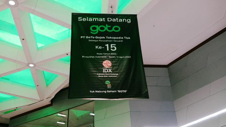 Suasana Seremoni Pencatatan Perdana Saham PT GoTo Gojek Tokopedia Tbk di Gedung Bursa Efek Indonesia, Jakarta. (dok. GoTo)