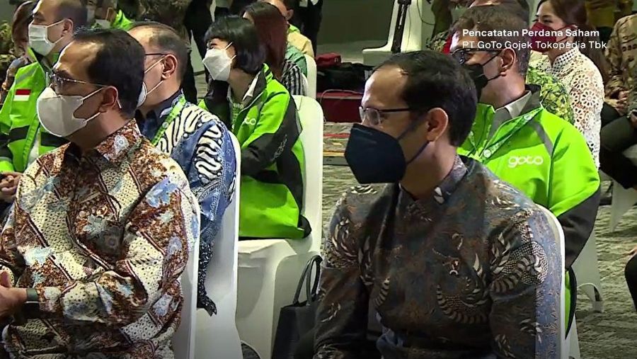 Pendiri Gojek Nadiem Makarim yang kini Menjabat Mendikbud, Tampak Hadir di Acara Listing PT GoTo Gojek Tokopedia Tbk (GOTO)
