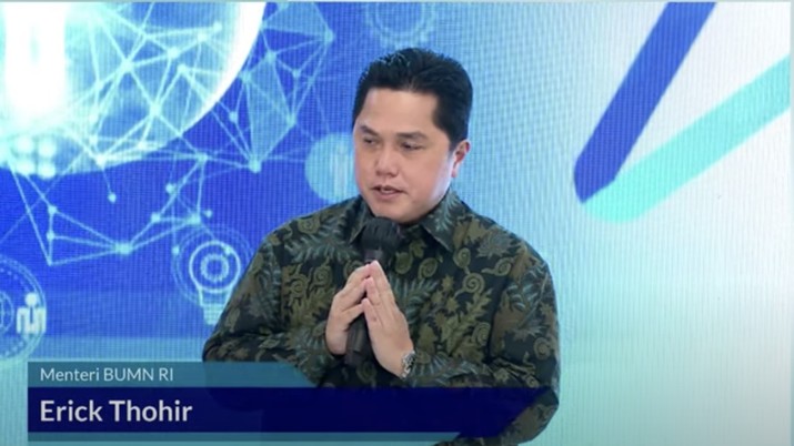 Menteri BUMN Erick Thohir pada acara Launching Rekrutmen Bersama BUMN 2022 ( Menteri BUMN Erick Thohir pada acara Launching Rekrutmen Bersama BUMN 2022 (Tangakapan Layar Youtube BUMN)