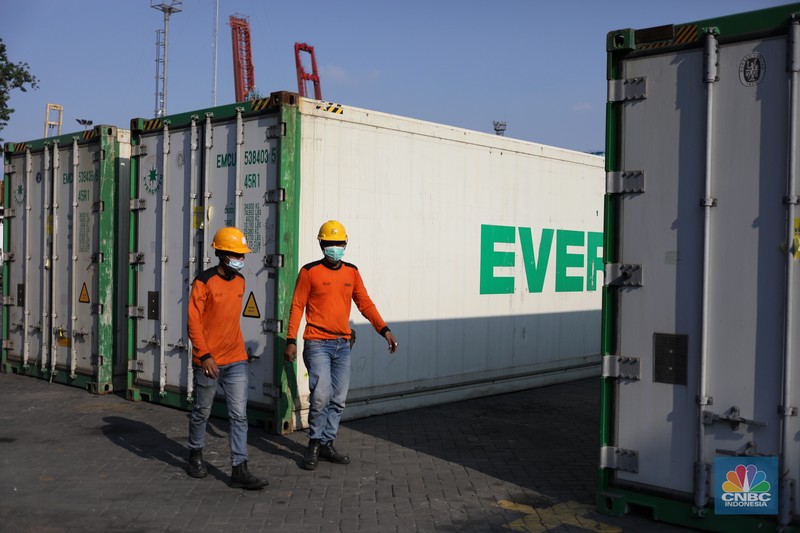 Bongkar muat daging kerbau asal India Bulog Bongkar muat daging kerbau asal India di Terminal Mustika Alam Lestari, Tanjung Priok, Jakarta Utara, Kamis (14/4/2022). (CNBC Indonesia/ Tri Susilo)
