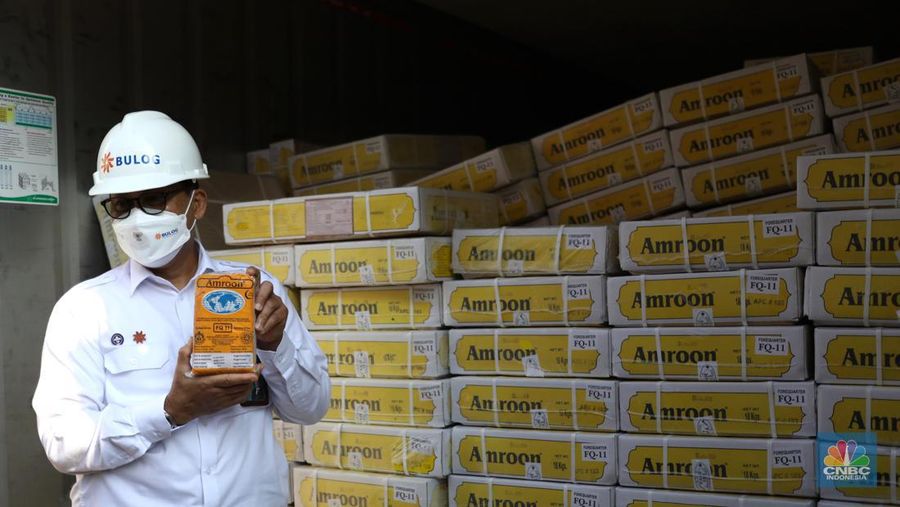 Bongkar muat daging kerbau asal India di Terminal Mustika Alam Lestari, Tanjung Priok, Jakarta Utara, Kamis (14/4/2022). (CNBC Indonesia/  Tri Susilo)