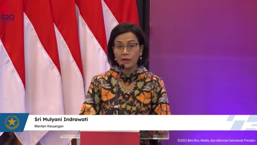 Menteri Keuangan Sri Mulyani Saat Acara  Penandatanganan Perjanjian oleh Indonesia Investment Authority (INA) Tahun 2022, 14 April 2022. (Tangkapan Layar Youtube Sekretariat Presiden)