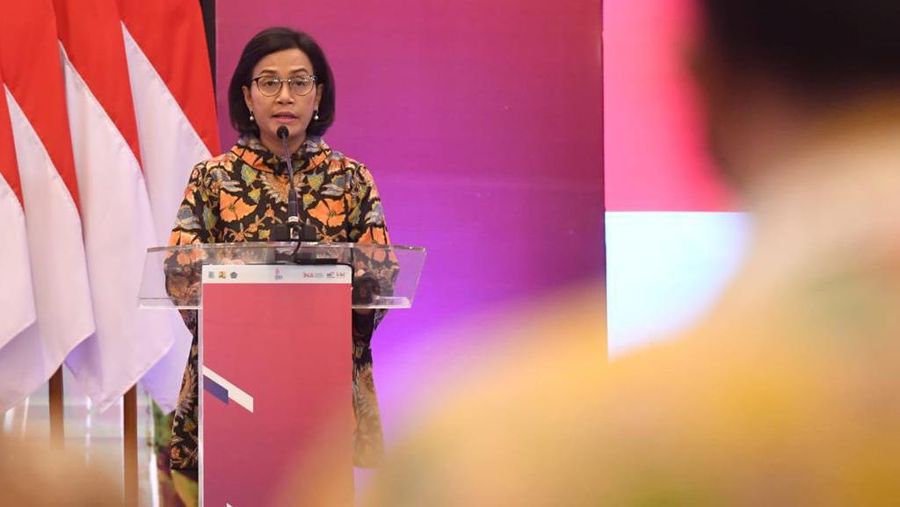 Menteri Keuangan Sri Mulyani Saat Acara Penandatanganan Perjanjian oleh Indonesia Investment Authority (INA) Tahun 2022, 14 April 2022. (Foto: Lukas - Biro Pers Sekretariat Presiden)