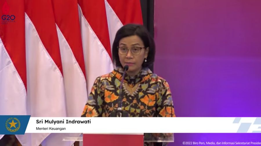 Menteri Keuangan Sri Mulyani Saat Acara  Penandatanganan Perjanjian oleh Indonesia Investment Authority (INA) Tahun 2022, 14 April 2022. (Tangkapan Layar Youtube Sekretariat Presiden)