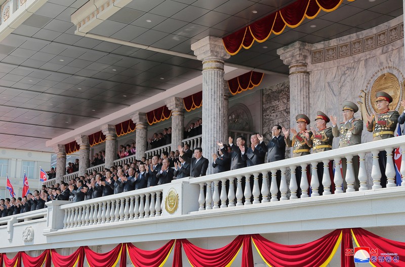 NORTHKOREA-ANNIVERSARY/ Fireworks go off in the sky as people take part in an event at Kim Il Sung Square to mark 110th birth anniversary of the state's founder, Kim II Sung, in Pyongyang, North Korea, April 15, 2022. Picture taken April 15, 2022 by North Korea's Korean Central News Agency (KCNA). KCNA via REUTERS ATTENTION EDITORS - THIS IMAGE WAS PROVIDED BY A THIRD PARTY. REUTERS IS UNABLE TO INDEPENDENTLY VERIFY THIS IMAGE. NO THIRD PARTY SALES. SOUTH KOREA OUT. NO COMMERCIAL OR EDITORIAL SALES IN SOUTH KOREA.