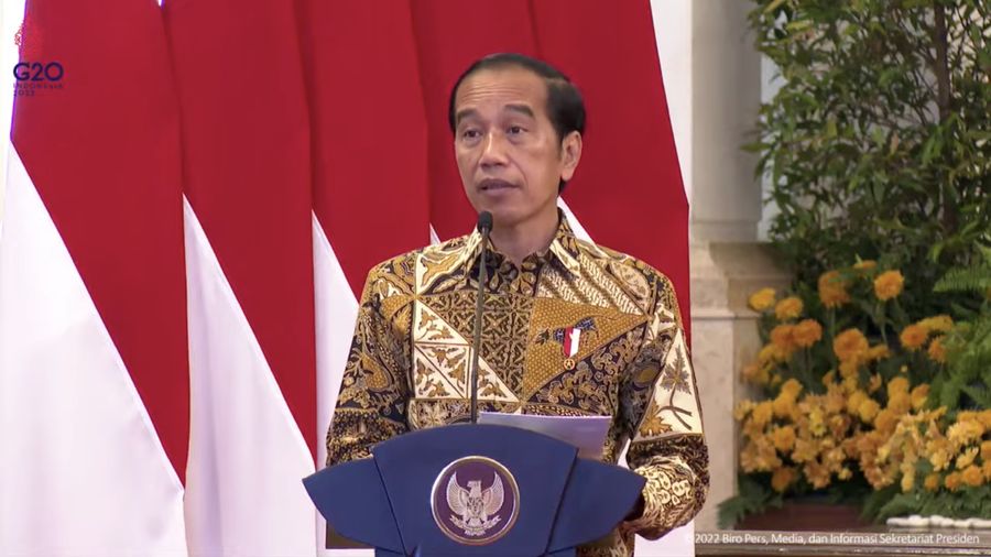 Presiden Joko Widodo (Jokowi) di acara Peringatan 20 Tahun Gerakan APU PPT, Istana Negara, 18 April 2022 (Tangkapan Layar Youtube Sekretariat Presiden)