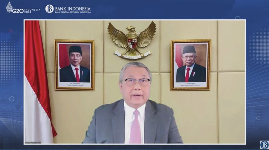 Gubernur BI Perry Warjiyo mengumumkan Hasil Rapat Dewan Gubernur Bulanan Bulan April 2022 Cakupan Triwulanan. (Tangkapan Layar Youtube)
