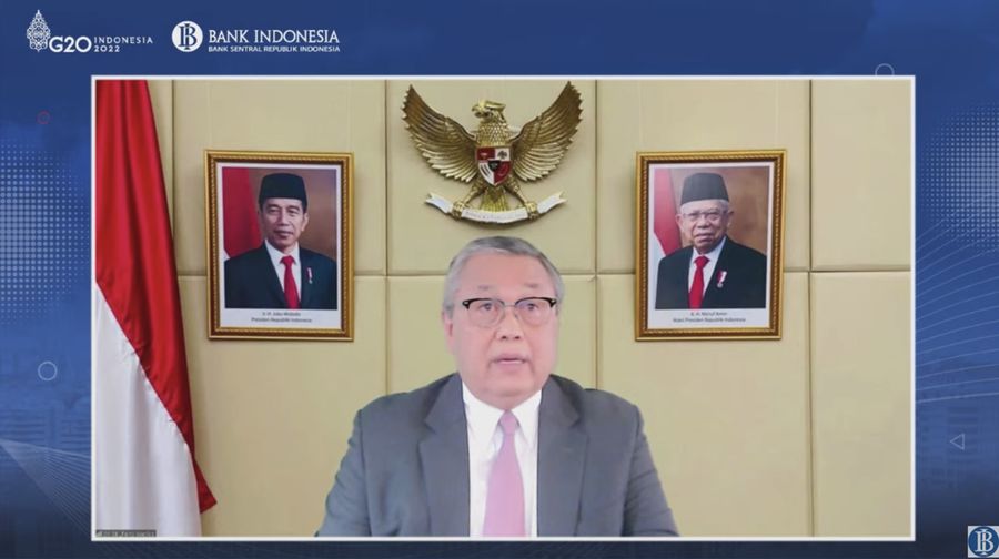 Gubernur BI Perry Warjiyo mengumumkan Hasil Rapat Dewan Gubernur Bulanan Bulan April 2022 Cakupan Triwulanan. (Tangkapan Layar Youtube)