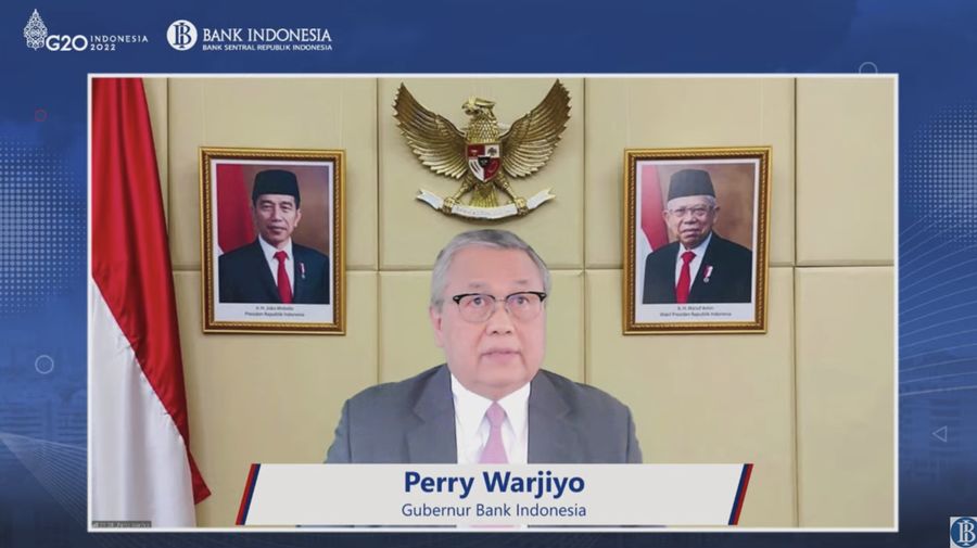 Gubernur BI Perry Warjiyo mengumumkan Hasil Rapat Dewan Gubernur Bulanan Bulan April 2022 Cakupan Triwulanan. (Tangkapan Layar Youtube)