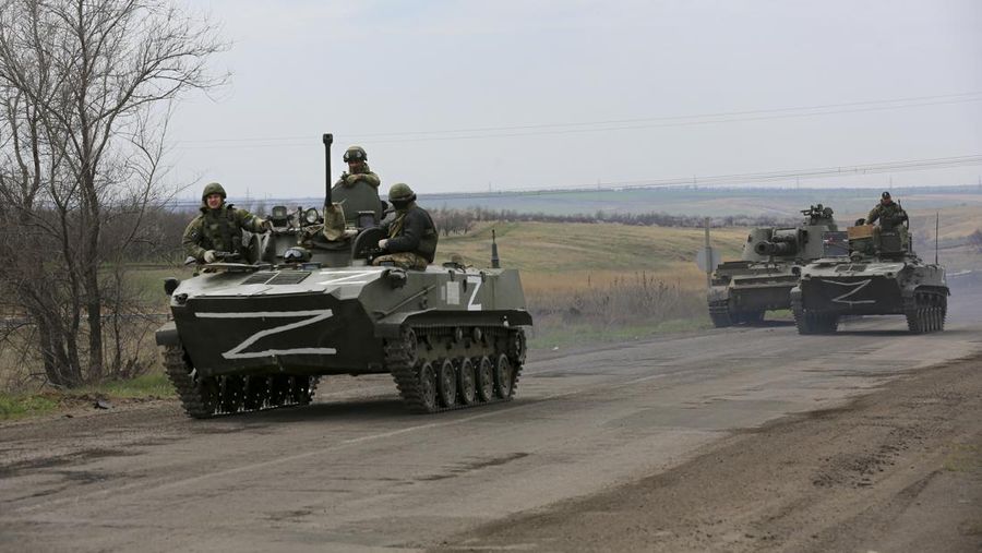 Bangunan yang rusak selama konflik Ukraina-Rusia di kota pelabuhan selatan Mariupol, Ukraina 22 April 2022. AP/