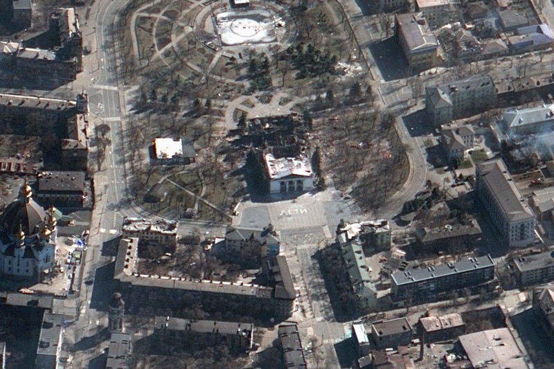 Bangunan yang rusak selama konflik Ukraina-Rusia di kota pelabuhan selatan Mariupol, Ukraina 22 April 2022. AP/