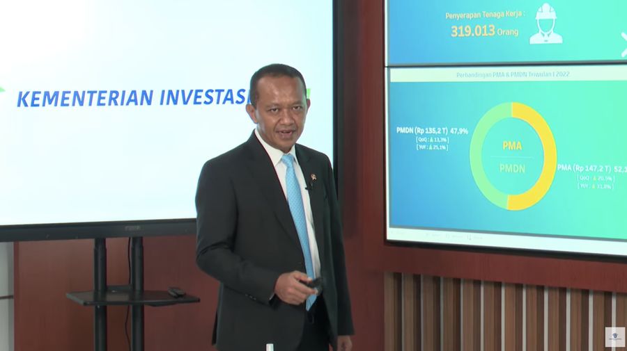 Konferensi Pers Realisasi Investasi Triwulan I Tahun 2022 (Tangkapan layar Kementerian Investasi - BKPM)