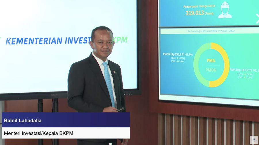 Konferensi Pers Realisasi Investasi Triwulan I Tahun 2022 (Tangkapan layar Kementerian Investasi - BKPM)
