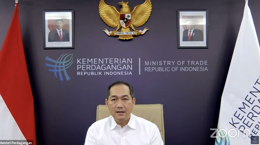 Konferensi Pers Kebijakan Larangan Sementara Ekspor CPO, RBD Palm Oil, RBD Palm Olein, dan UCO. (Tangkapan layar Youtube Kementerian Perdagangan)