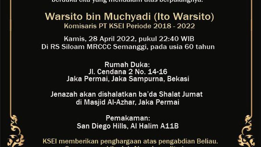 Kabar Duka Ito Warsito