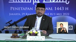 Menag Umumkan Hasil Sidang Isbat Idulfitri 1443 H
