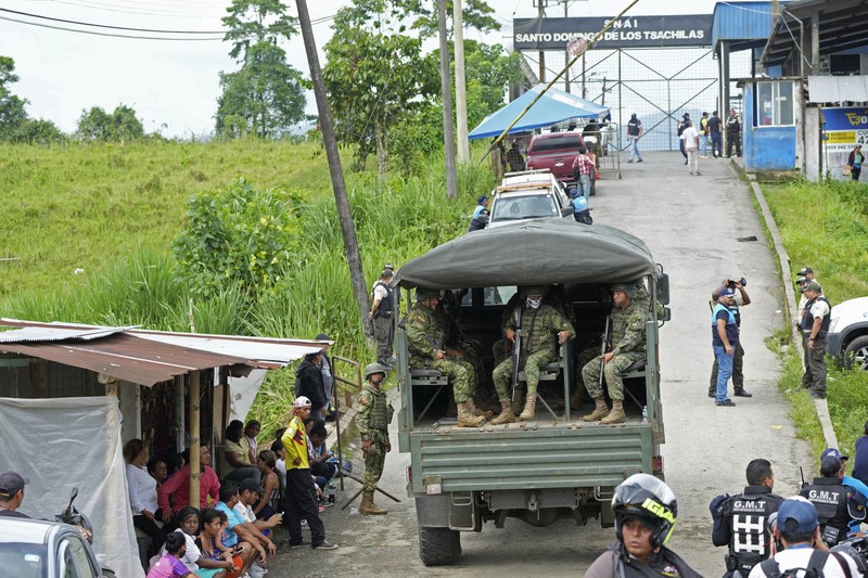 Ecuador Prison Riot Soldiers patrol outside Bellavista prison where a deadly riot broke out overnight in Santo Domingo de los Tsachilas, Ecuador, Monday, May 9, 2022. (AP Photo/Dolores Ochoa)