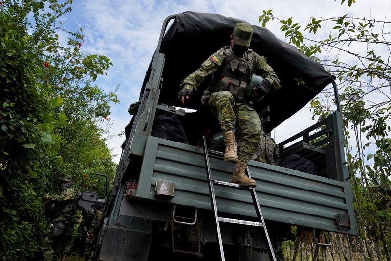 Ecuador Prison Riot Soldiers patrol outside Bellavista prison where a deadly riot broke out overnight in Santo Domingo de los Tsachilas, Ecuador, Monday, May 9, 2022. (AP Photo/Dolores Ochoa)