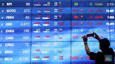 IHSG, Senin (9/5/2022). Layar pergerakan Indeks Harga Saham Gabungan (IHSG) di gedung Bursa Efek Indonesia, Jakarta, Senin (9/5/2022). (CNBC Indonesia/ Andrean Kristianto)
