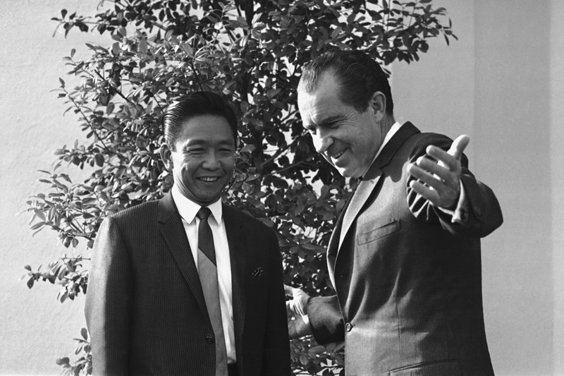 Philippines Election FILE- President Ferdinand Marcos of the Philippines, right, poses with his only son Ferdinand 'Bongbong
