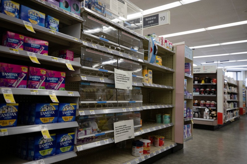 Empty shelves show a shortage of baby formula at a CVS store in San Antonio, Texas, U.S. May 10, 2022.  REUTERS/Kaylee Greenlee Beal      TPX IMAGES OF THE DAY