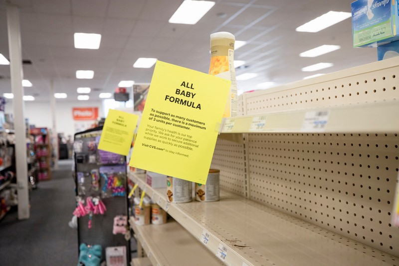 Empty shelves show a shortage of baby formula at a CVS store in San Antonio, Texas, U.S. May 10, 2022.  REUTERS/Kaylee Greenlee Beal      TPX IMAGES OF THE DAY