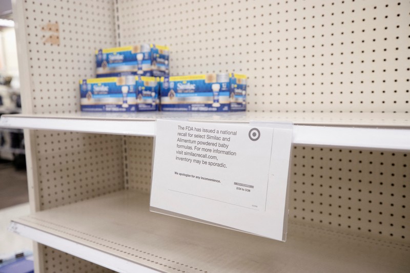 Empty shelves show a shortage of baby formula at a CVS store in San Antonio, Texas, U.S. May 10, 2022.  REUTERS/Kaylee Greenlee Beal      TPX IMAGES OF THE DAY