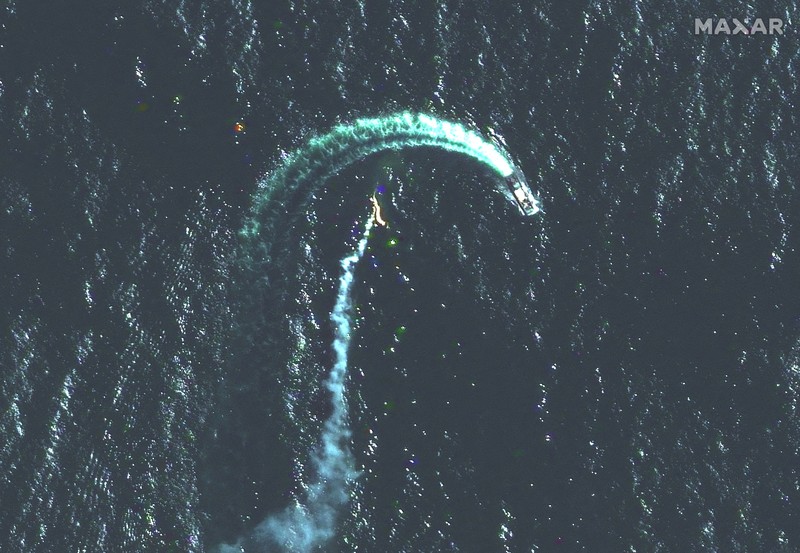 A satellite image shows an overview of Snake Island, Ukraine May 12, 2022. Picture taken May 12, 2022. Satellite image 2022 Maxar Technologies/Handout via REUTERS ATTENTION EDITORS - THIS IMAGE HAS BEEN SUPPLIED BY A THIRD PARTY. MANDATORY CREDIT. NO RESALES. NO ARCHIVES. DO NOT OBSCURE LOGO.