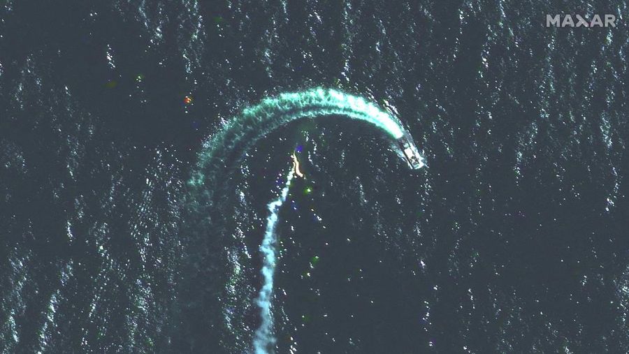 A satellite image shows an overview of Snake Island, Ukraine May 12, 2022. Picture taken May 12, 2022. Satellite image 2022 Maxar Technologies/Handout via REUTERS ATTENTION EDITORS - THIS IMAGE HAS BEEN SUPPLIED BY A THIRD PARTY. MANDATORY CREDIT. NO RESALES. NO ARCHIVES. DO NOT OBSCURE LOGO.