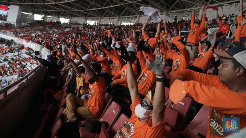 Demo Buruh 14 Mei 2022 (CNBC Indonesia/Muhammad Sabki)
