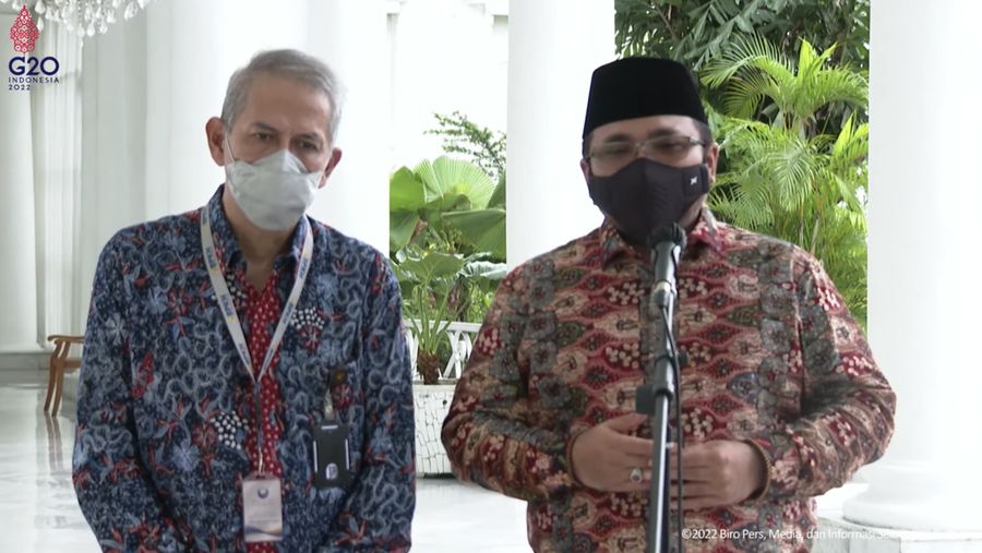 Keterangan Pers Menteri terkait Persiapan Pelaksanaan Ibadah Haji 1443 H/2022 M, 17 Mei 2022. (Tangkapan layar youtube)