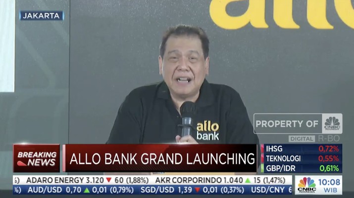 Chairul Tanjung dalam peluncuran Allo Bank di Jakarta, Kamis (19/5/2022). (Tangkapan layar CNBC Indonesia TV)