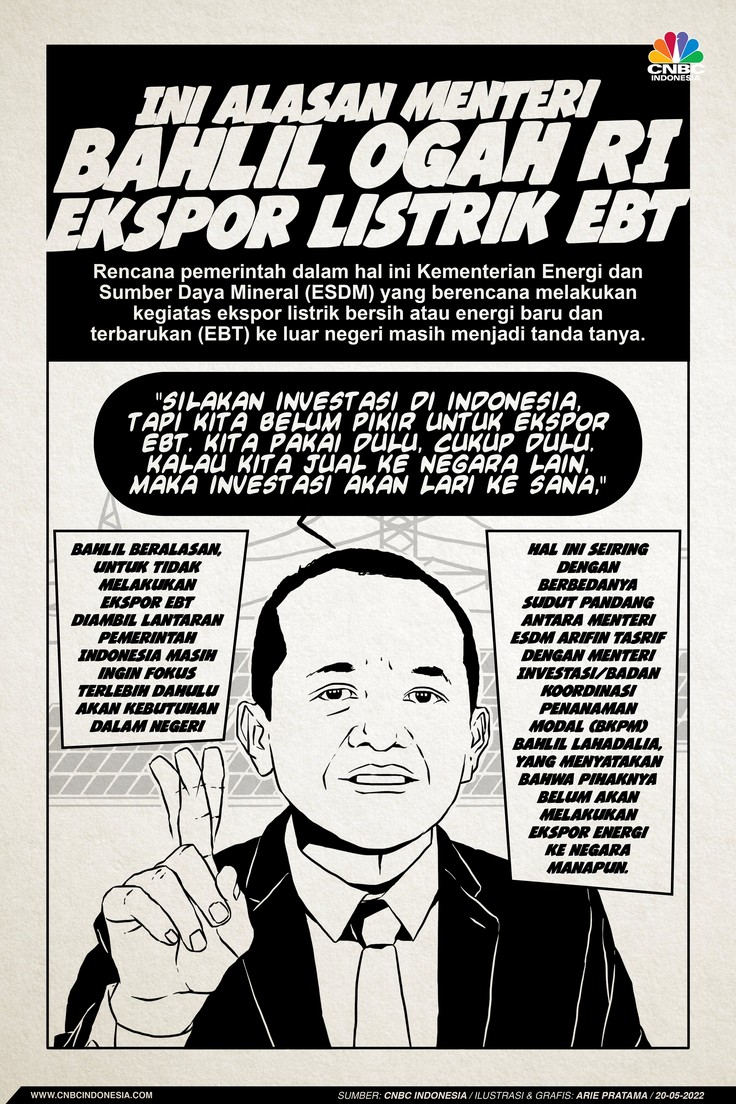 Infografis: Ini Alasan Menteri Bahlil Ogah RI Ekspor Listrik EBT Infografis: Ini Alasan Menteri Bahlil Ogah RI Ekspor Listrik EBT