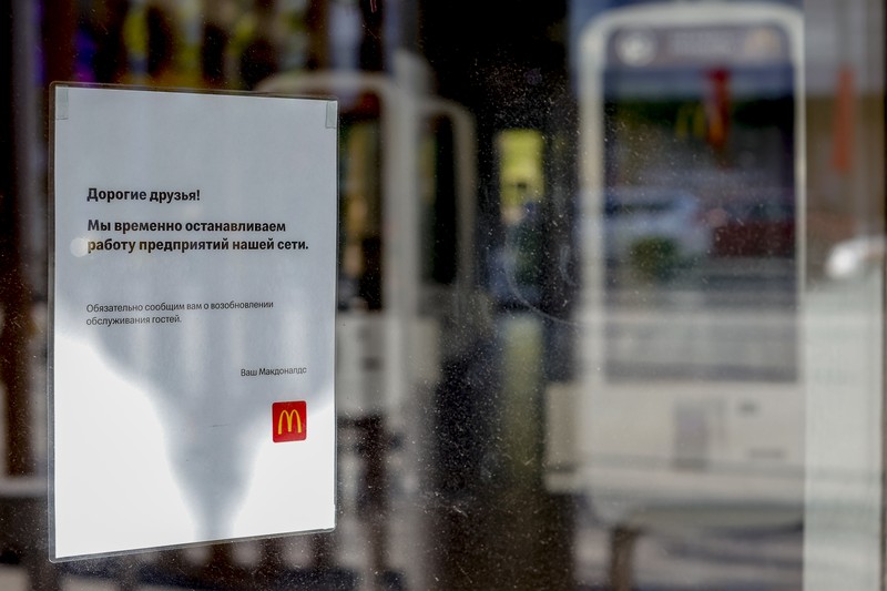 MOSCOW, RUSSIA - MAY 16: A view of McDonald's restaurant serving in the capital Moscow of Russia on May 16 2022. US fast food restaurant chain McDonald's has announced that it will exit the Russian market, where it has been operating for more than 30 years. (Photo by Sefa Karacan/Anadolu Agency via Getty Images)