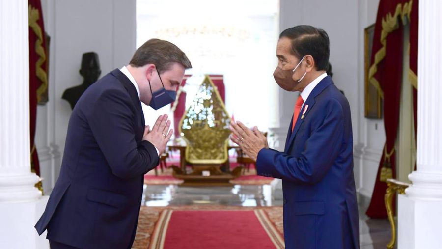 Presiden Joko Widodo menerima kunjungan kehormatan Menteri Luar Negeri Serbia Nikola Selakovic bersama delegasi terbatas di Istana Merdeka, Jakarta, pada Senin, 23 Mei 2022. (Foto: Muchlis Jr - Biro Pers Sekretariat Presiden)