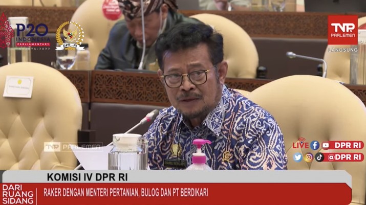 Rapat Kerja Komisi IV DPR dengan Menteri Pertanian Rapat Kerja Komisi IV DPR dengan Menteri Pertanian, Syahrul Yasin Limpo (Tangkapan Layar Youtube DPR RI)