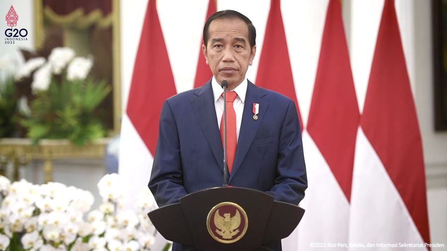 Sambutan Presiden RI pada Pembukaan Sidang Komisi ke 78 UNESCAP, Istana Merdeka, 23 Mei 2022 (Tangkapan Layar via Youtube Sekretariat Presiden)