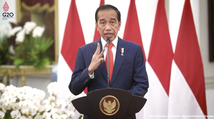 Sambutan Presiden RI pada Pembukaan Sidang Komisi ke 78 UNESCAP, Istana Merdeka, 23 Mei 2022 (Tangkapan Layar via Youtube Sekretariat Presiden)