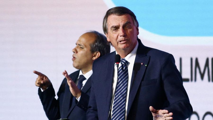 FILE PHOTO: Brazil's President Jair Bolsonaro speaks during a food and beverage industry fair in Sao Paulo, Brazil May 16, 2022. REUTERS/Carla Carniel/File Photo